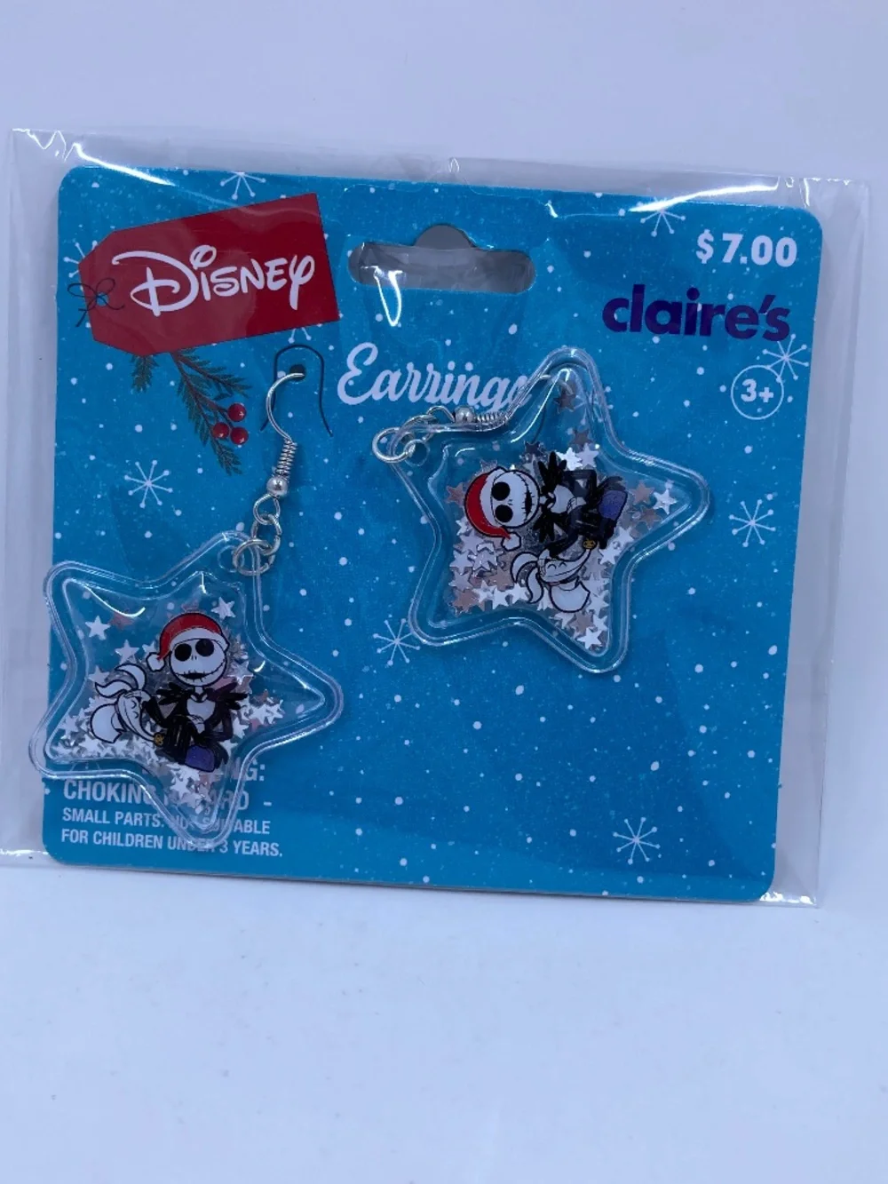 Santa Jack Skellington Star Earrings NIP Claire’s Disney Nightmare Before Xmas